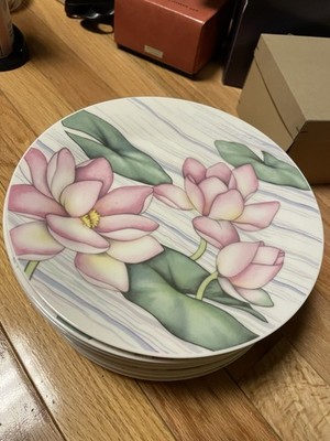 8.25in Noritake Ivory China Set Of 10 Water Lily Garden Plates Made In Japan