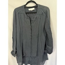 Stella McCartney Silk Blend Sheer Tunic Blouse Gray Long Sleeve Top