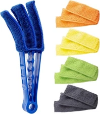 Hiware Window Blind Cleaner Duster Brush with 5 Microfiber Sleeves - Blue 