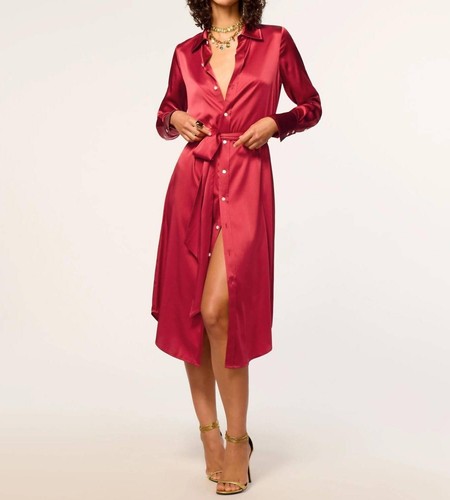 Ramy Brook victoria silk button down midi dress size S