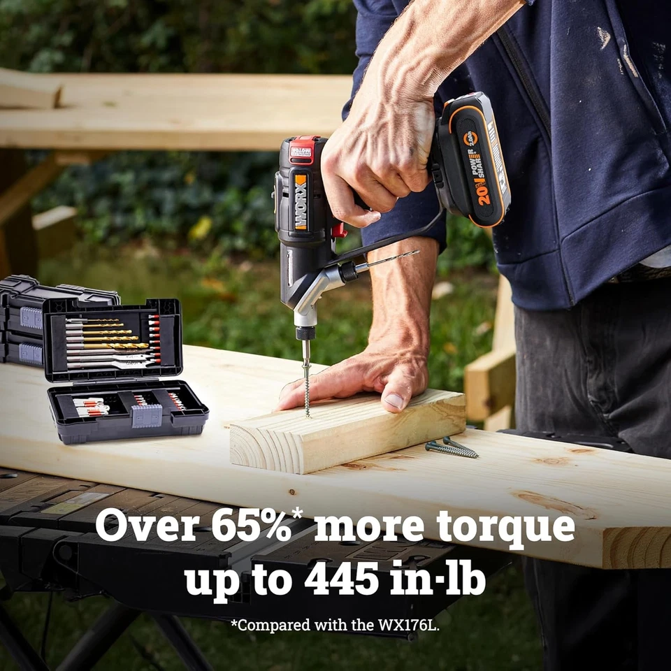 WX177L.9 WORX NITRO 20V Interruptor Destornillador 2.0 2 en 1 Taladro/Destornillador Inalámbrico - Solo Herramienta Foto 3 de 4