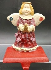Cedar Creek Collection #038619 Plaid Angel Stocking Hanger 5" Holiday Decor