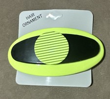 Vintage Large 80 s Colorful Neon Green Black NOS Dead Stock Hair Barrette