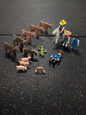Playmobil Western Ranch Lot Cowboys Horse Longhorn Cattle Pigs Figures Parts