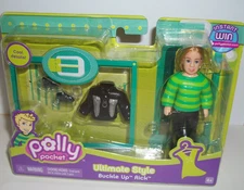 Year 2007 Polly Pocket Ultimate Style 4" Doll BUCKLE UP RICK with Jacket & Shoes