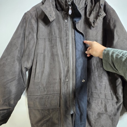 LONDON FOG Heavy Winter Jacket Coat XL Faux Suede Removable Hood Quilted Liner - Picture 4 of 16