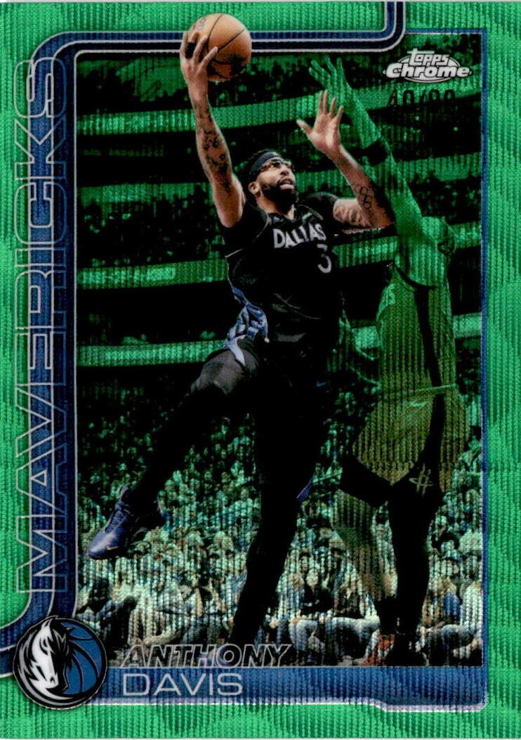 2025-26 Topps Chrome Update #4 Anthony Davis Green Wave /99 Mavericks
