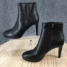 Nine West Boots Womens 8M Kiana 3 Ankle Bootie Black Faux Leather Stiletto Heels