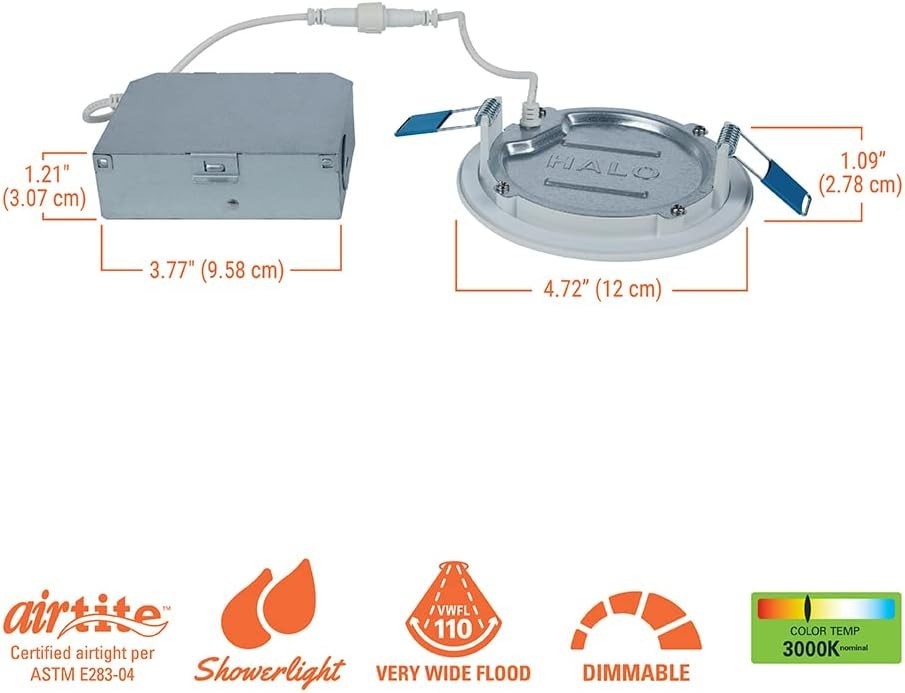 HALO HLBE 4" Ultra-Thin Downlight 3000K Fixed CCT LED Recessed Light 12pc