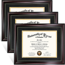 8.5X11 Diploma Frame with Black over Gold Mat or Display 11X14 Document without
