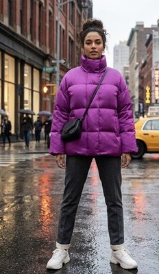 MARINA RINALDI  PAOLINO  PURPLE DOWN PUFFER SUPER SOFT COAT US-18 W NWT