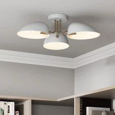 Argo Semi Mount Flush Ceiling Light, 3-Lights Modern Lighting with White Roun...