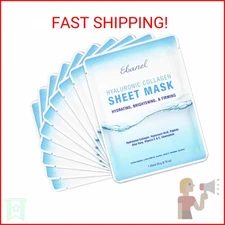 Ebanel 10 Pack Collagen Face Mask with Hyaluronic Acid, Vitamin C, Peptide, Aloe