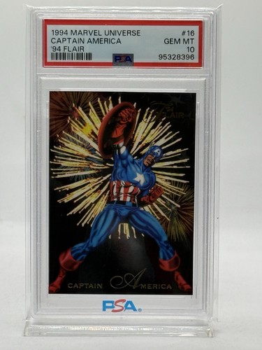 1994 Marvel Universe '94 Flair #16 CAPTAIN AMERICA (PSA GEM MT 10) POP 1