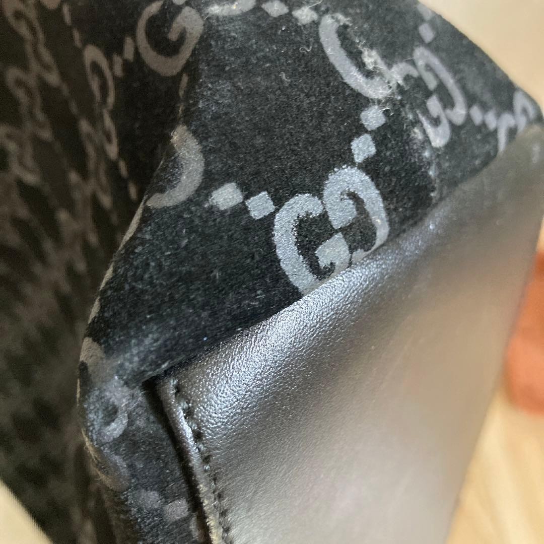 Gucci Tote Bag Black Suede Large Capacity Vintage Authentic thumbnail 7