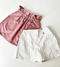Uniqlo Girls Gathered Waist Skirt 5-6Y  I love J White Cotton Skorts 7-8Y 