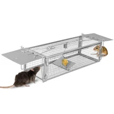 Dual Door Rat Trap Cage Humane Live Rodent Dense Mesh Trap Cage Zinc Electropla