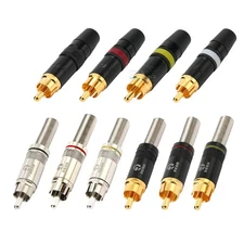 10Pcs RCA Plug Phono Male Metel Solder Connector AV Audio Video Adapter Terminal