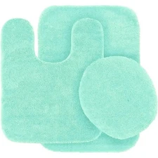 SOLID ASSORTED COLORS BATH RUG CONTOUR MAT TOILET LID COVER BATHROOM SET 3PC #6 