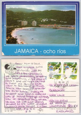 c30375 Ocho Rios Jamaika Postkarte 1993 Briefmarke