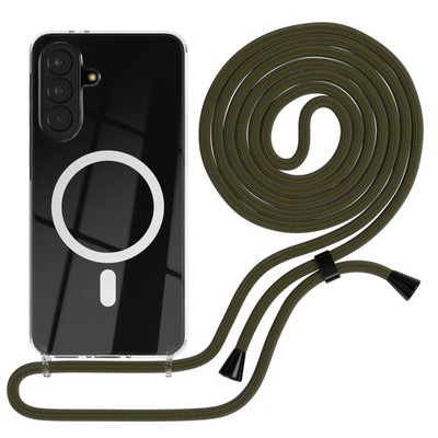 MagSafe Handyhülle für Samsung Galaxy A37 mit Kordel Band Cover Grün / Schwarz