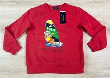 Polo Ralph Lauren Kids Boys Sweater Red 6 Surf Surfing Bear Fleece Sweatshirt