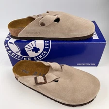 Birkenstock Boston Soft Footbed Suede Taupe Leather Clog Select Size - New