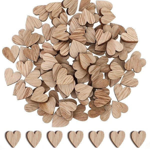 200 StüCk Holzherzen Zum Beschriften Klein DIY Handwerk Deko Hochzeit Streudeko-image