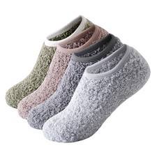  4/6 Pairs Cozy Winter Fuzzy Women Socks Green/Coffee/Gray/Light Gray 4pairs