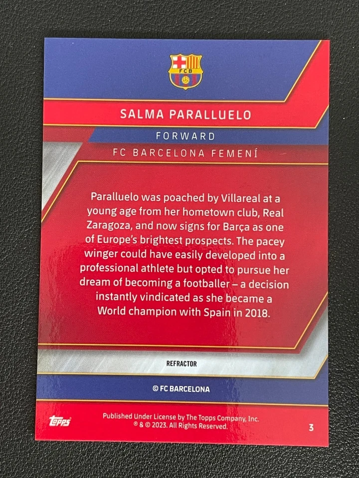 Salma Paralluelo 2022-23 Topps Chrome FC Barcelona Refractor RC #3 - Image 2 of 2