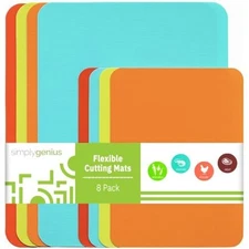 Simply Genius 8pc Flexible Cutting Board Mats Set Large Small Color-Coded Dishwa