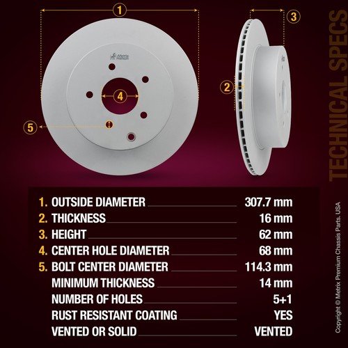 Rear Disc Brake Rotor for Nissan Murano Quest Infiniti Q60 Q70L FX35 12.11in - Picture 2 of 8