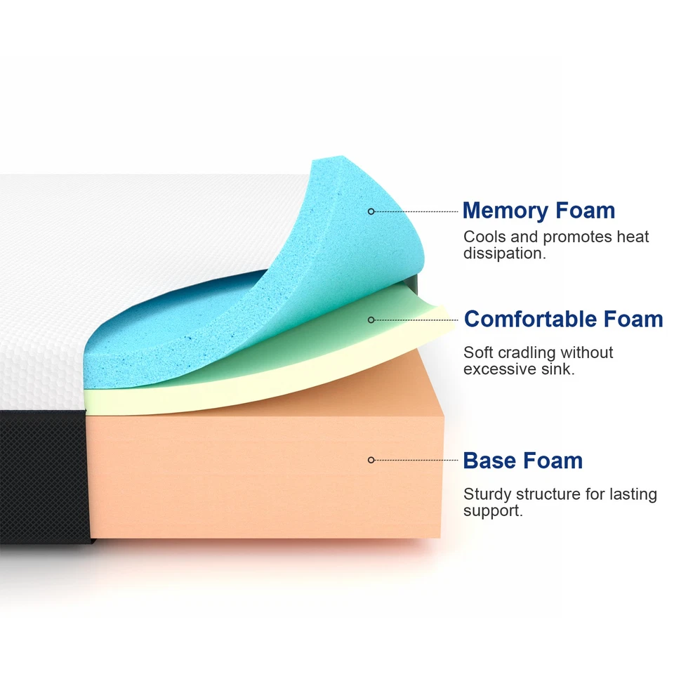 Colchón de espuma viscoelástica tamaño king doble de 8 pulgadas, colchón de apoyo en una caja Foto 3 de 4