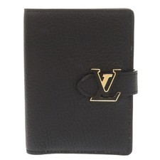 Louis Vuitton LV Vertical Wallet Compact Black Leather Gold Hardware