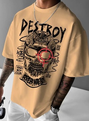 Destroy Herren Oversize Shirt Streetwear Fashion Mode 100% Baumwolle bis 5XL