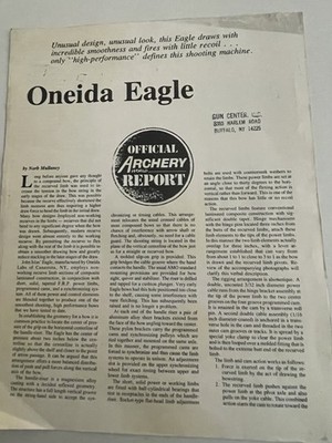 Oneida Eagle Bow Report #1