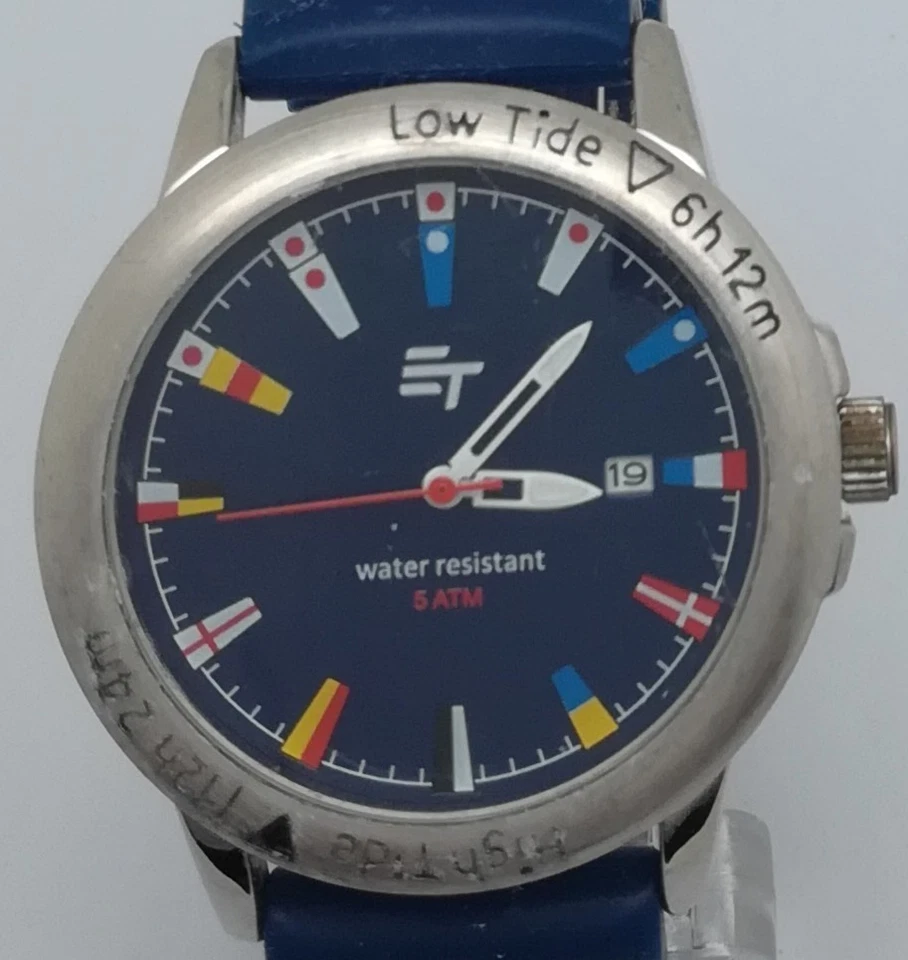 ET Herrenuhr,Tidenuhr,Drehlünette,Leuchtzeiger,Datumsanzeige,die Uhr läuft - Bild 2 von 4