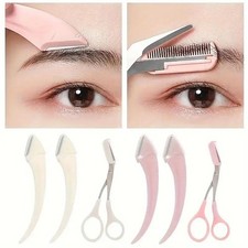 Eyebrow Trimmer Set, Curved Eyebrow Razor, Eyebrow Scissors with Comb Beginners