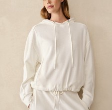 THE WHITE COMPANY Ultimate Seam-Detail Cotton-Blend Hoody Autumn White Small