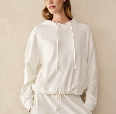 THE WHITE COMPANY Ultimativer Hoody aus Baumwollmischung mit Nahtdetails Herbst weiß Small