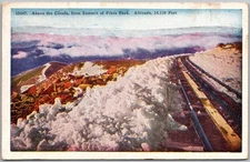 Vintage Linen Postcard Snowcapped Summit Railway View Colorado 1930s