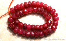 Ruby 4mm-4.6mm Faceted Rondelle Precious Beads 5" long Str Select-A-Size 