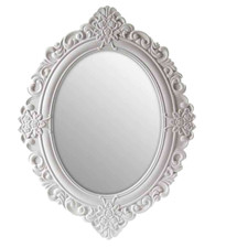 SPECCHIO PARETE OVALE CORNICE LEGNO BIANCO CLASSICO SHABBY CHIC MODERNO h58*45cm