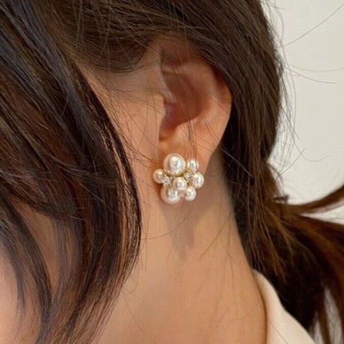 Fashion accessories gold plated flower crystal jewelry stud earrings for womens - Picture 4 of 16