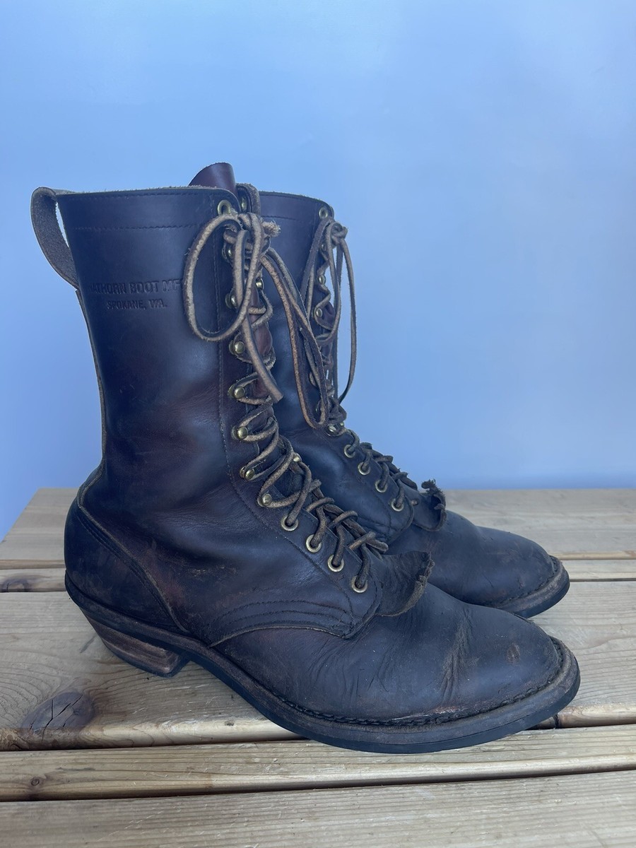 Hathorn Boot MFG Boots Brown Leather Lace Up Packer Logger 