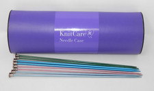 Knit Care Knitting Needle Storage Case   Purple 10.5" Velvet Lined w/4 Sets Used