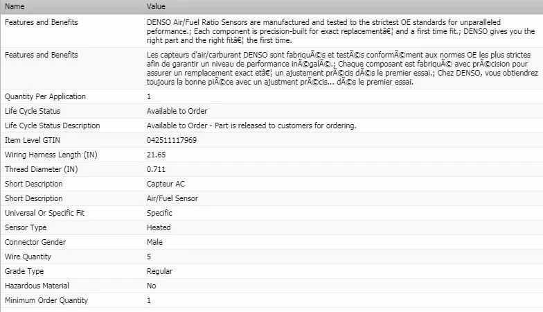 Denso Upstream Air/Fuel Ratio Sensor for 2009-2013 MAZDA 6 - Image 2 of 4