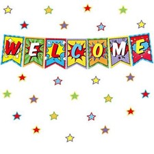 Colorful Welcome Bulletin Board Set Classroom Decoration Pennants Multi Color