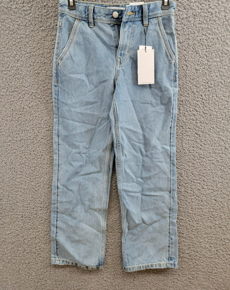 Pantalones de mezclilla utilitarios Calvin Klein para niños grandes 10 Y2K bolsillo de piedra botón cierre de cremallera Foto 2 de 4