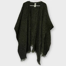 Blarney Woollen Mills Poncho Sweater Tunic Wrap Wool Womens Oversize Green